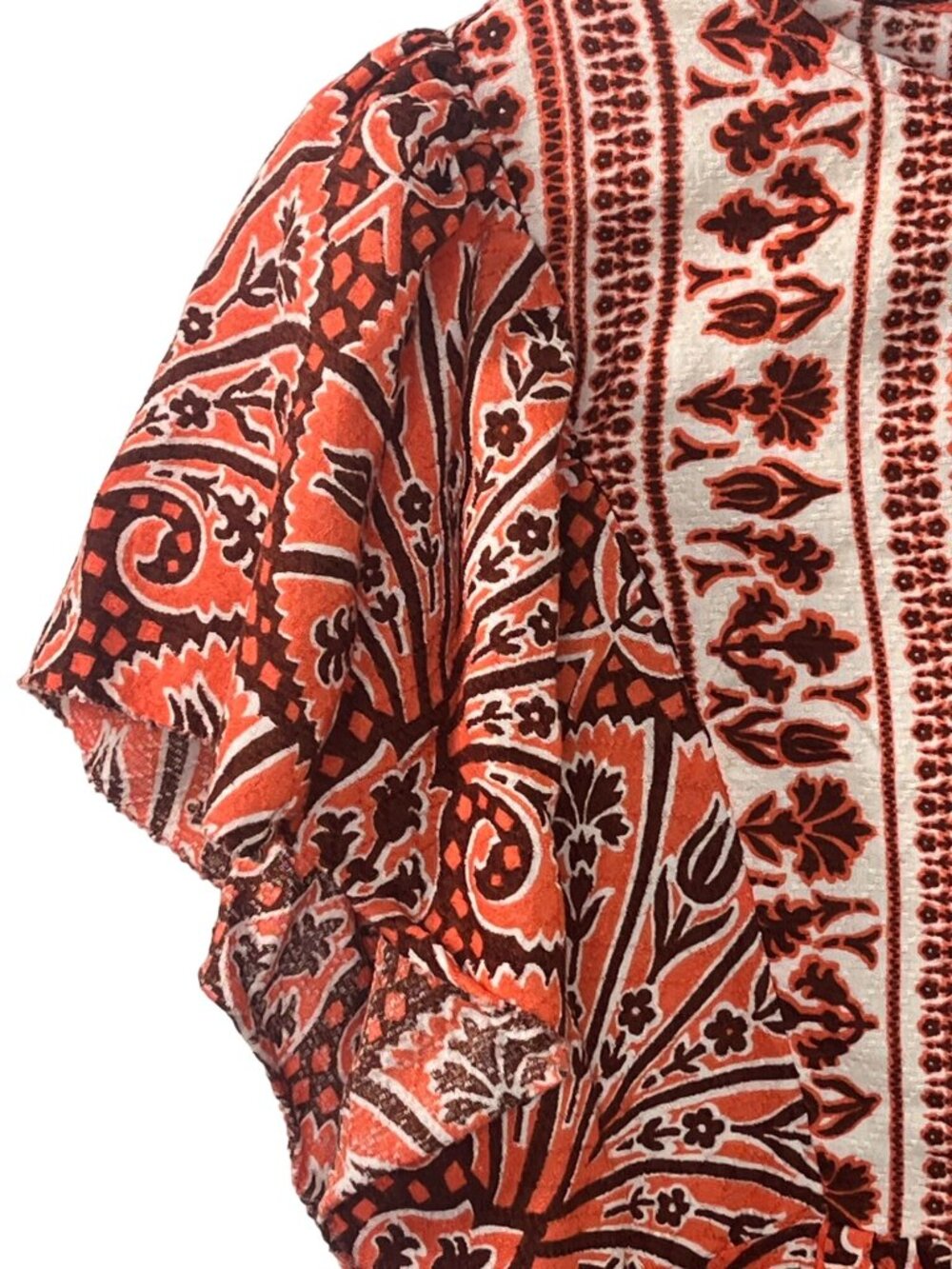 Knox Rose Dress XS Babydoll Boho Mini Rust Print - Picture 7 of 9